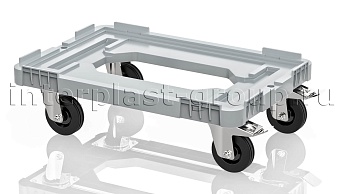 Тележка пластиковая с отверстием 2 колеса с тормозом усиленная серая в Тюмени