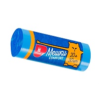 Мешки для мусора 20 л, синие, в рулоне 30 шт., ПНД, 8 мкм, 500х400 мм, Comfort, М0017 (МН 20-30с) в Тюмени