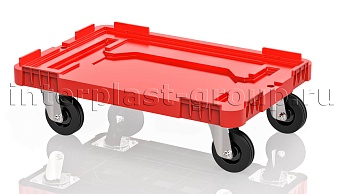 Тележка пластиковая сплошная без тормозов красная в Тюмени Тележка пластиковая сплошная без тормозов красная в Тюмени
