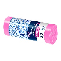 Мешки для мусора 30 л, розовые, в рулоне 30 шт., ПНД, 8 мкм, 560х480 мм, Узоры Чистоты, МУ3605 (ММЭ-30роз) в Тюмени