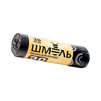 Мешки для мусора 30 л, черные, в рулоне 30 шт., ПНД, 7 мкм, 600х500 мм, ШМЕЛЬ, 4625 в Тюмени