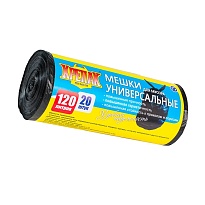 Мешки для мусора 120 л, черные, в рулоне 20 шт., ПНД, 15 мкм, 1100х700 мм, Крепак, 4607075710207 в Тюмени