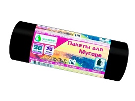 Мешки для мусора 30 л, черные, в рулоне 20 шт., ПНД, 7 мкм, 600х500 мм, MIRPACK Classik, 302040 в Тюмени