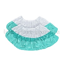 Бахилы бело-бирюзовые 1000 шт (500 пар), 48 мкм, двойная подошва, с одной резинкой, Эконом+ в Тюмени