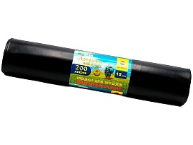 Мешки для мусора 200 л, ароматизированные, черные, в рулоне 10 шт., ПВД, 100 мкм, 1200х800 мм, Добрыня, Dob20010black в Тюмени