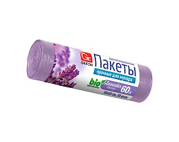 Мешки для мусора 60 л, ароматизированные, Лаванда, сиреневые, в рулоне 20 шт., ПНД, 9 мкм, 650х550 мм, GRIFON Aroma, 101-023 La в Тюмени