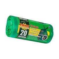 Мешки для мусора 20 л, биоразлагаемые, с ручками, черные, в рулоне 30 шт., ПНД, 10 мкм, 550х440 мм, Крепак, 4607075710047 в Тюмени