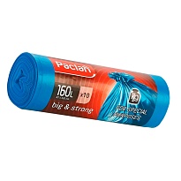 Мешки для мусора 160 л, синие, в рулоне 10 шт., ПВД, 21 мкм, 1200х870 мм, PACLAN Big&Strong, 604075 в Тюмени
