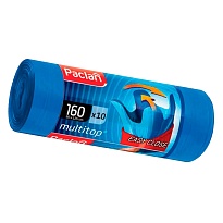 Мешки для мусора 160 л, с ушками, синие, в рулоне 10 шт., ПВД, 30 мкм, 1250х900 мм, PACLAN Multitop, 604064 в Тюмени