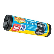 Мешки для мусора 180 л, черные, в рулоне 10 шт., ПНД, 20 мкм, 1150х800 мм, Крепак, 4607075710481 в Тюмени