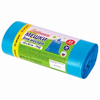 Мешки для мусора 35 л, синие, в рулоне 30 шт., ПНД, 10 мкм, 600х500 мм, Любаша, 608091 в Тюмени