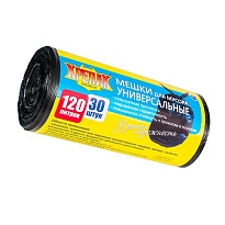 Мешки для мусора 120 л, черные, в рулоне 30 шт., ПНД, 15 мкм, 1100х700 мм, Крепак, 4607075710122 в Тюмени