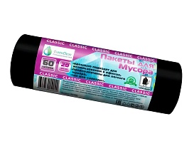 Мешки для мусора 60 л, черные, в рулоне 20 шт., ПНД, 7 мкм, 700х600 мм, MIRPACK Classik, 602050 в Тюмени