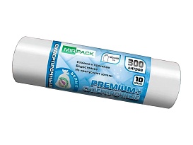 Мешки для мусора 300 л, белые, в рулоне 10 шт., ПВД 70 мкм, 1400х1000 мм, PREMIUM+, 300101602 в Тюмени