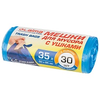 Мешки для мусора 35 л, с ушками, синие, в рулоне 30 шт., ПНД, 11 мкм, 650х500 мм, LAIMA ULTRA, 607684 в Тюмени