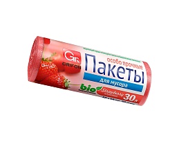 Мешки для мусора 30 л, ароматизированные, Клубника, красные, в рулоне 20 шт., ПНД, 9 мкм, 560х530 мм, GRIFON Aroma, 101-020 K в Тюмени