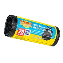Мешки для мусора 20 л, черные, в рулоне 30 шт., ПНД, 10 мкм, 550х440 мм, Крепак, 4607075710092 в Тюмени Мешки для мусора 20 л, черные, в рулоне 30 шт., ПНД, 10 мкм, 550х440 мм, Крепак, 4607075710092 в Тюмени