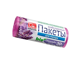 Мешки для мусора 30 л, ароматизированные, Лаванда, сиреневые, в рулоне 20 шт., ПНД, 9 мкм, 560х530 мм, GRIFON Aroma, 101-020 La в Тюмени