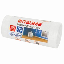 Мешки для мусора 35 л, белые, в рулоне 30 шт., ПНД, 6 мкм, 550х480 мм, LAIMA, 605538 в Тюмени