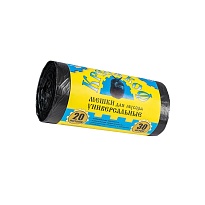 Мешки для мусора 20 л, с ушками, черные, в рулоне 30 шт., ПНД, 10 мкм, 550х440 мм, Крепакоф, 4607075710221 в Тюмени