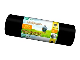 Мешки для мусора 180 л, ароматизированные, черные, в рулоне 10 шт., ПВД, 100 мкм, 1100х930 мм, Добрыня, Dob18010black в Тюмени