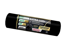 Мешки для мусора 240 л, черные, в рулоне 10 шт., ПВД 60 мкм, 1300х930 мм, EXTRA LUX+, 24010115 в Тюмени
