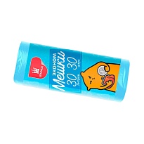 Мешки для мусора 30 л, синие, в рулоне 30 шт., ПНД, 5 мкм, 560х480 мм, Эконом, МЭ3841 (ПМ-30-30) в Тюмени